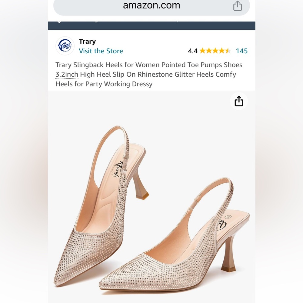 Trary Slingback Heels for Women Pointed Toe Pumps Shoes 3.2inch High Heel